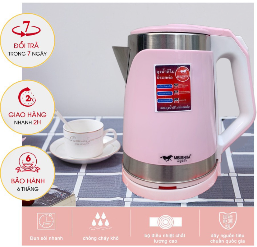 Bình siêu tốc 2.2lit điện máy xanh,bình đun siêu tốc inox 304,bình đun siêu tốc ruột bình inox giá rẻ,bình đun inox 2,2 lít thái lan,bình đun nước siêu tốc 2 lớp loại mới,bảo hành 12 tháng.