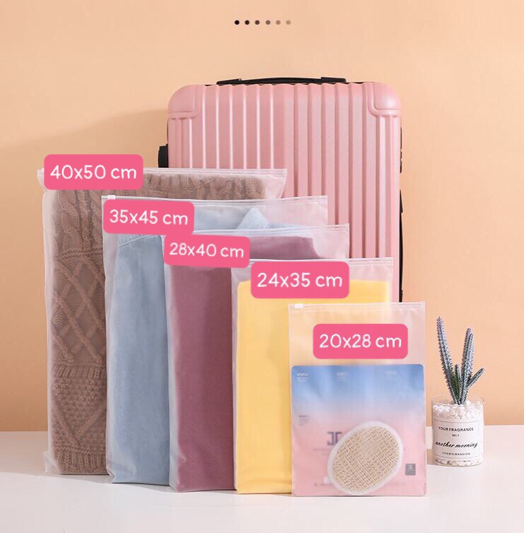 COMBO 10 TÚI ZIP ĐỰNG ĐỒ DU LỊCH LỤA MỜ - NHIỀU SIZE