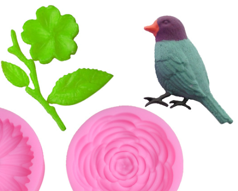 Khuôn silicon hoa đào và chim làm bánh thạch, trang trí bánh trung thu, xôi hoa đậu