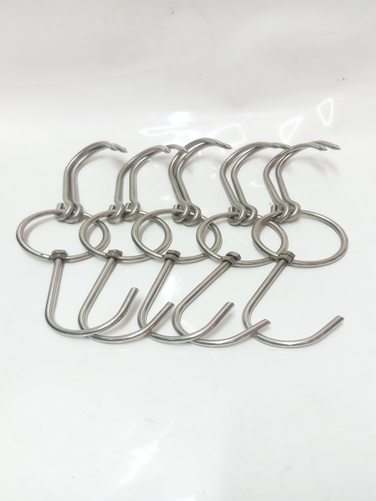 COMBO 5 MÓC TREO THỊT INOX DÀY 7LY SIZE NHỎ( D30xR8,5xC7 CM).