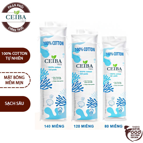 [80/120/140 Miếng] Bông Tẩy Trang 100% Cotton Ceiba Tree cao cấp