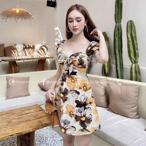 [Mẫu Mới]Đầm Xếp Ly Cột Nơ Thời Trang Quyến Rũ HARI ( CÓ MÚT NGỰC ) HARI