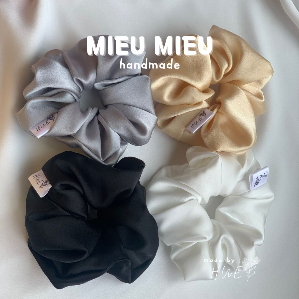 Cột tóc scrunchies handmade chất liệu lụa mềm mịn chun co giãn bảo vệ tóc S1010