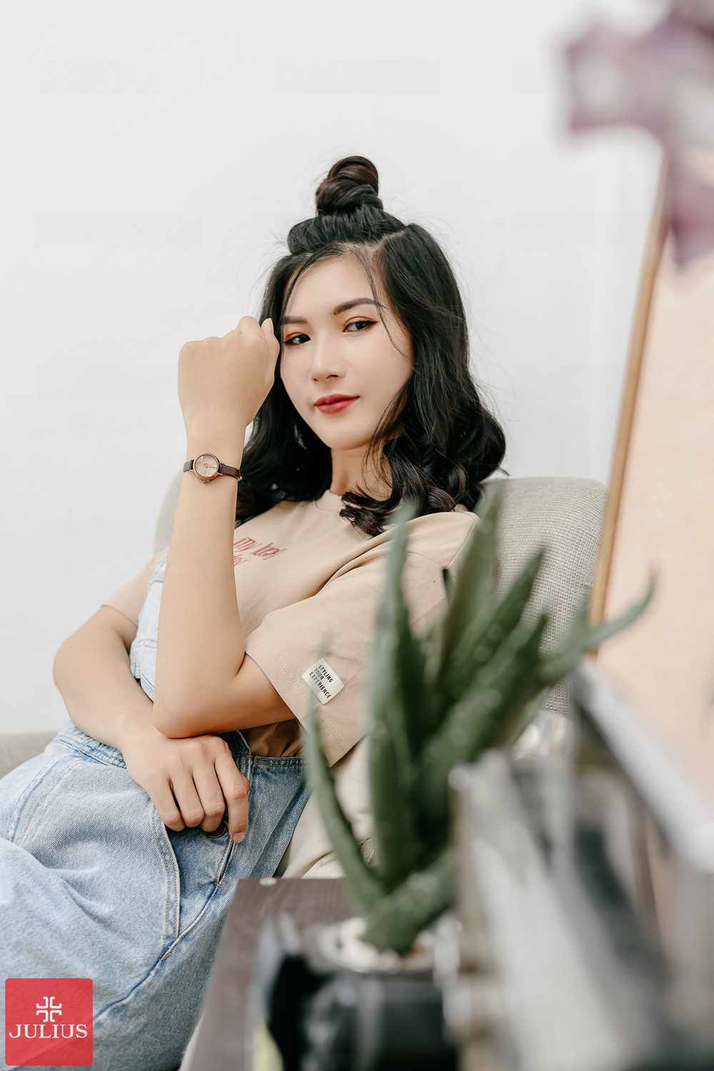 Đồng hồ nữ Julius Hàn Quốc JA-979E dây da (Nâu)