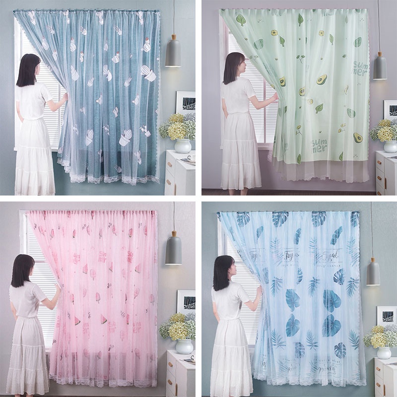 Rèm cửa dán tường chống nắng 2 lớp, rèm cửa dán trang trí cửa sổ - phòng khách không cần khoan đục