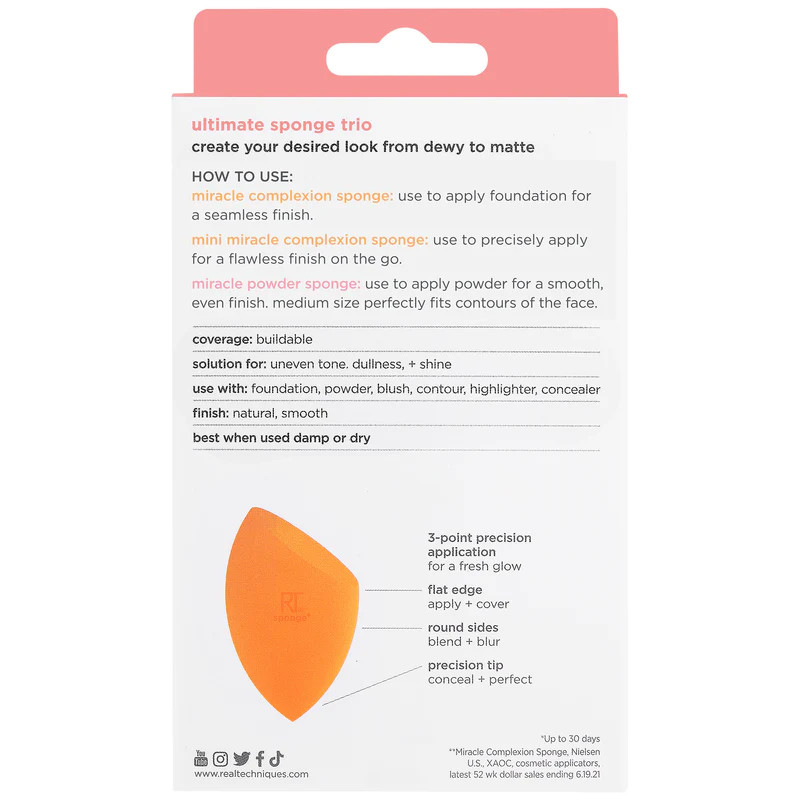 Set 3 mút trang điểm RT Real Techniques Ultimate Makeup Sponge Blending And Setting Trio