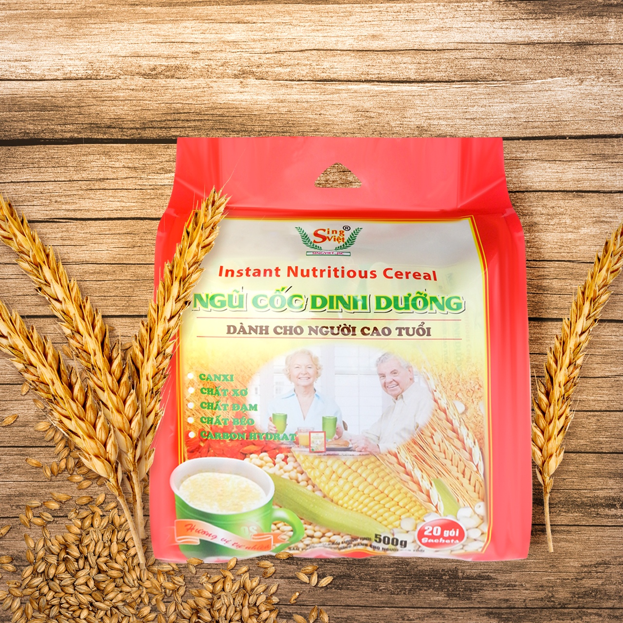 Ngũ cốc dành cho người cao tuổi Sing Việt, bổ sung tinh bột, đường, chất xơ và các chất dinh dưỡng thiết yếu