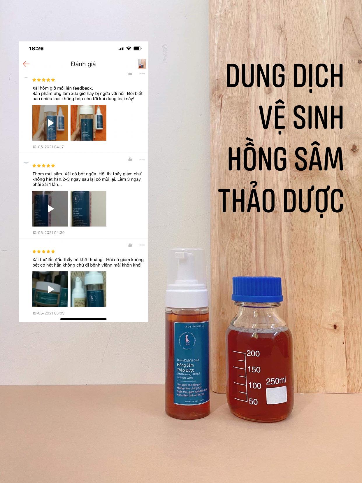 [HCM]Dung Dịch Vệ Sinh Hồng Sâm Thảo Dược cân bằng pH giảm thâm sạm vùng da nhạy cảm - HANDMADE by LEOS - The Herb Lab