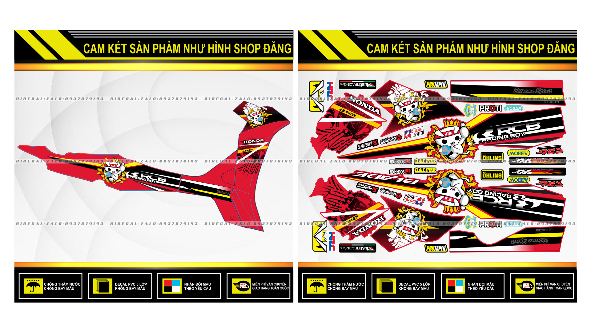 TEM RỜI WAVE BLADE 110 MẪU RACING BOY PHỐI DÁN XE ĐỎ