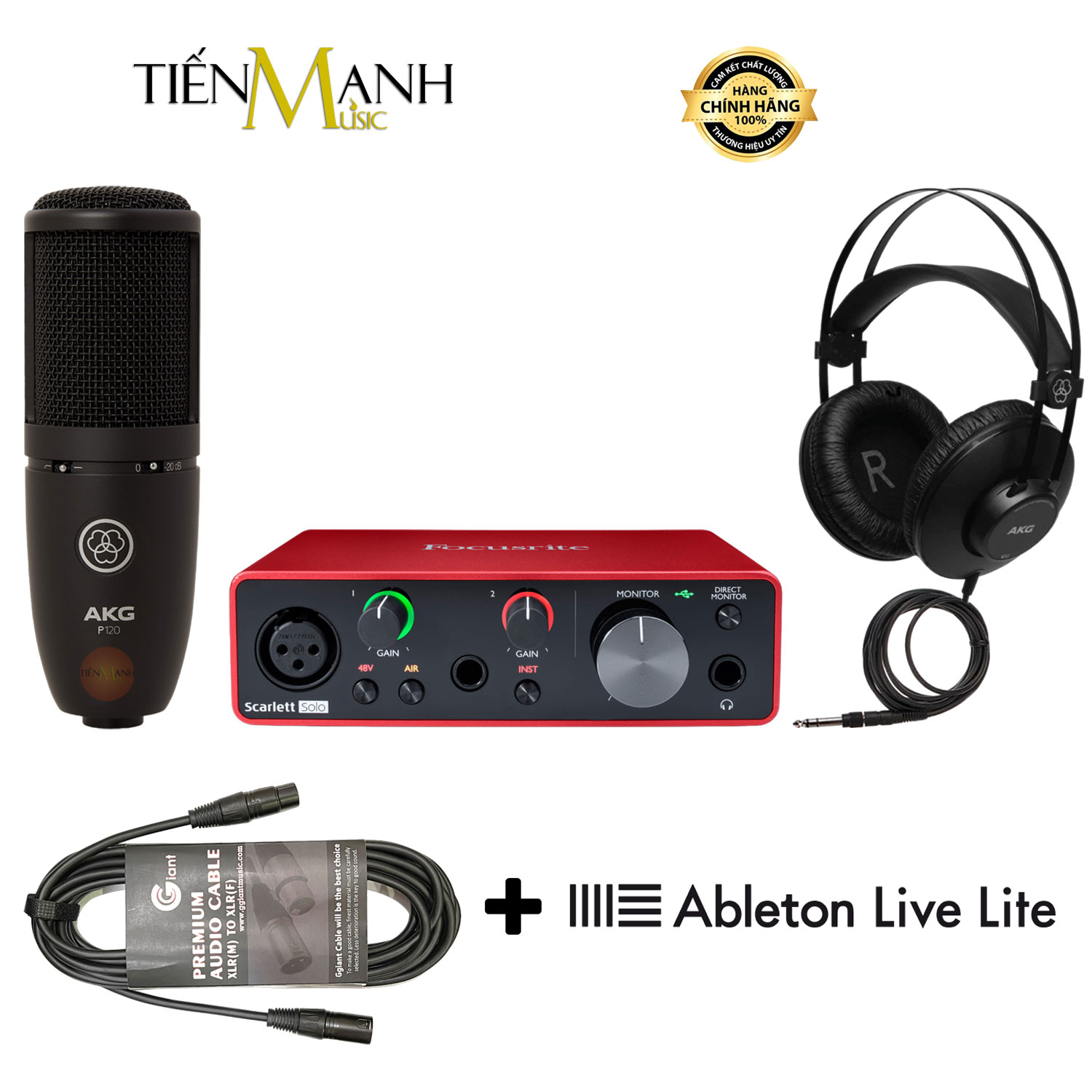 Full bộ soundcard focusrite solo gen 3 - micro thu âm akg p120 - tai nghe kiểm âm akg k52