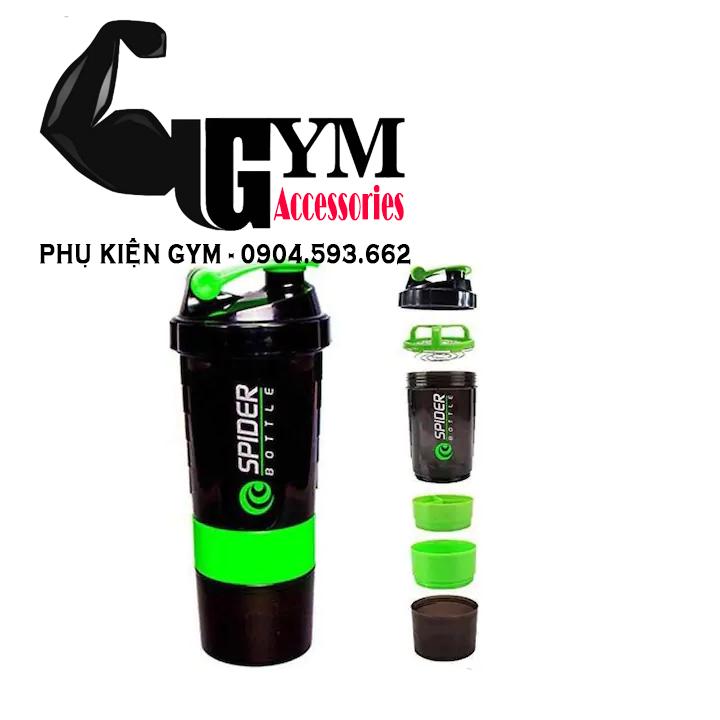 Bình lắc 3 ngăn bình nước tập gym Spider Bottle