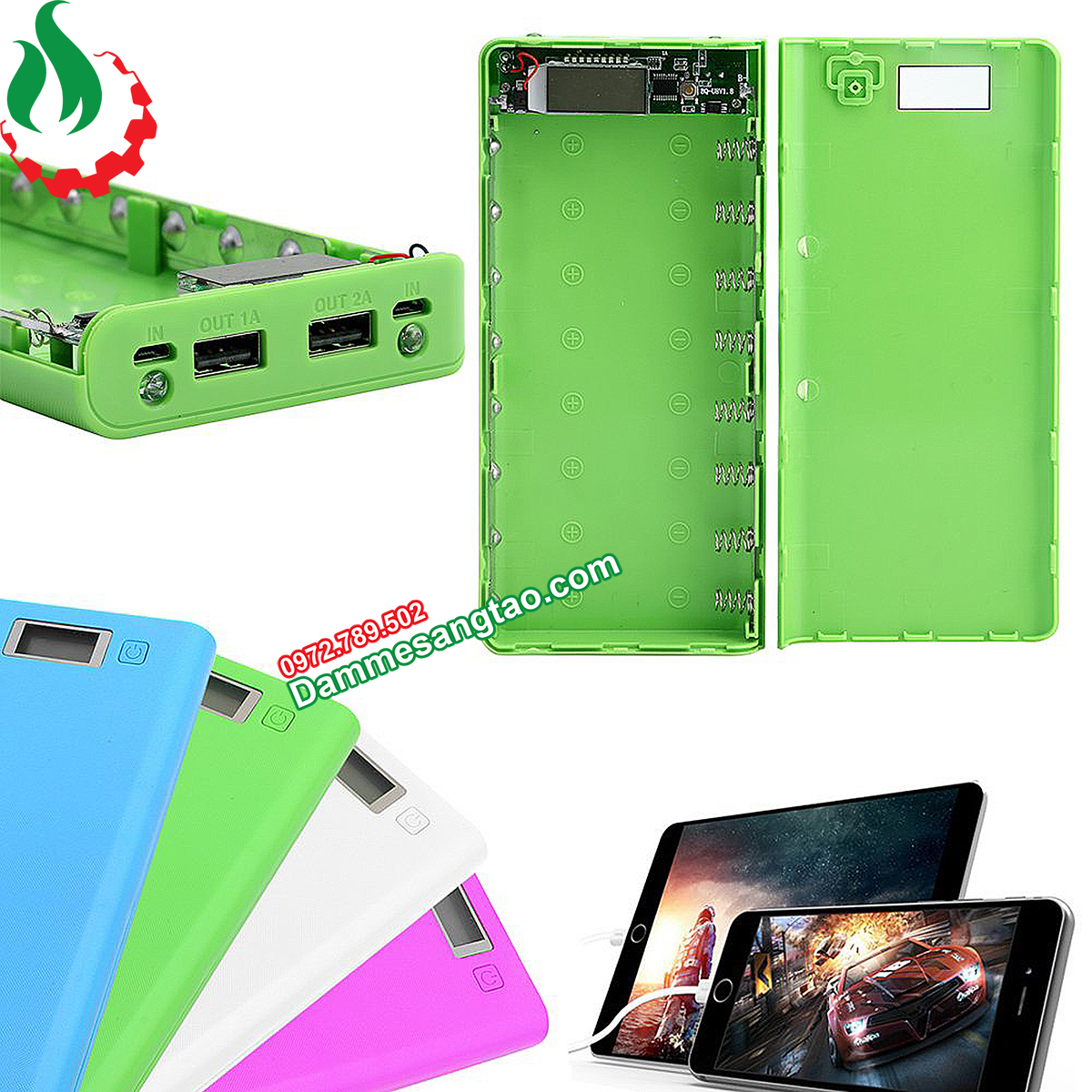 Box sạc dự phòng 8 cell 18650 LCD (Không pin)