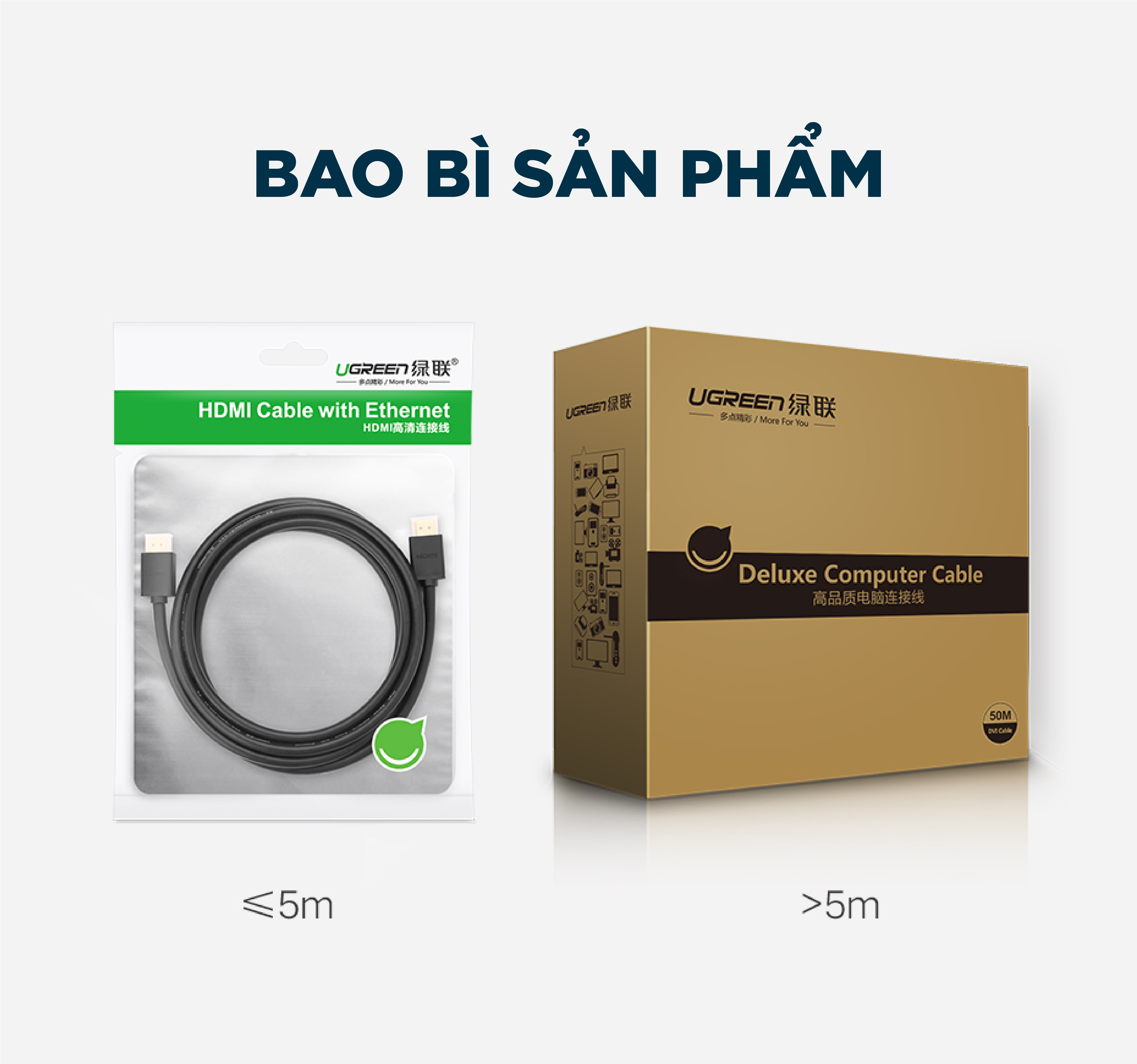[HCM]Dây HDMI 1.4 thuần đồng 19+1 Dài 5M UGREEN HD104 10109