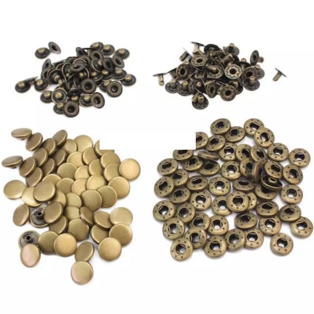 [HCM]Nút bấm 4 thành phần (nút bóp) Nút quần jean 4 thành phần Loại 10mm Bằng thau Màu bạc vàng đồng đen Phụ liệu may mặc