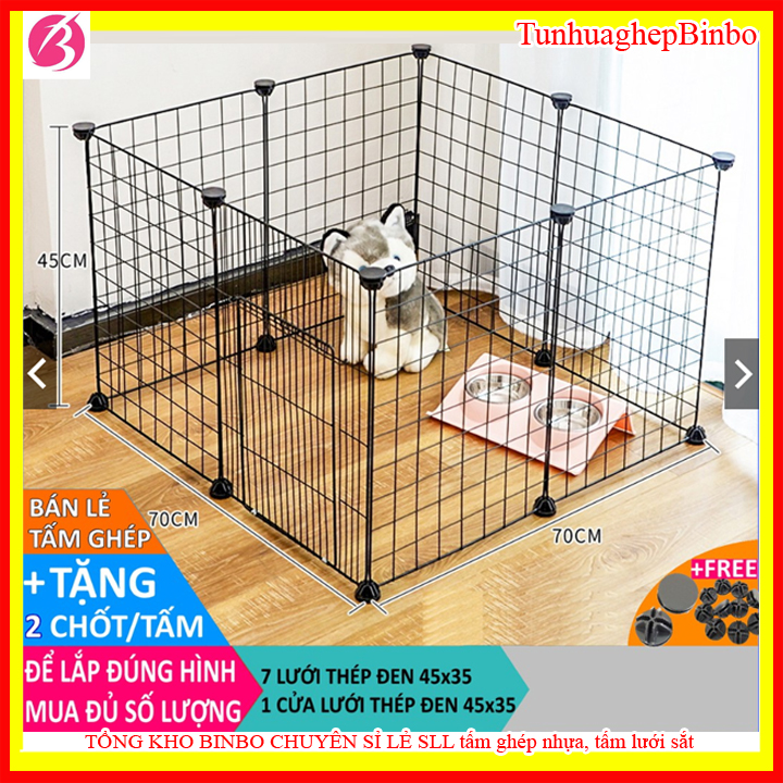 [TẶNG CHỐT]Tấm quây, Lưới quây chó mèo, chuồng quây chó mèo lắp ghép 8 tấm kích thước 70x70x45cm