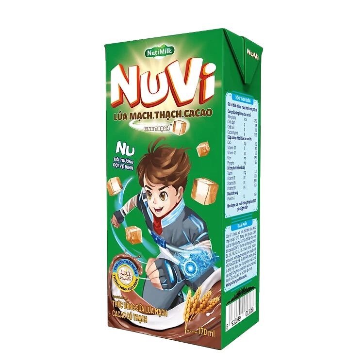 [Hoàn tiền 12%] Thùng NUVI lúa mạch Thạch cacao 170ml (48h)