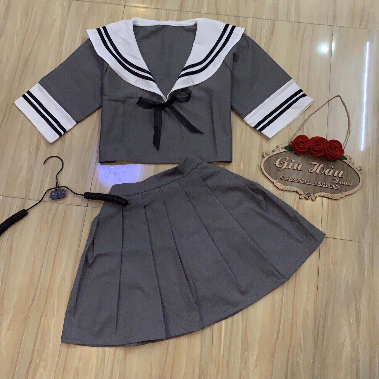 [HCM]Sét váy thủy thủ áo +chân váy có lót