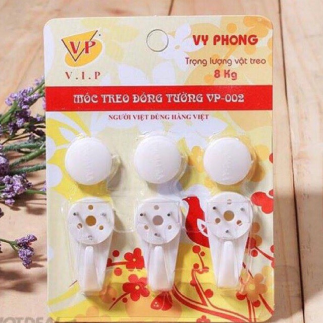 Vỉ 3 móc Dính Tường Đóng Đinh