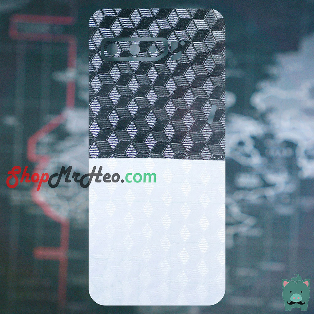 Skin Dán Mặt Sau Lưng Vân 3D ASUS ROG Phone 3 - ROG Phone 5 (Carbon, Hình hộp, Nhám, Vân Da)