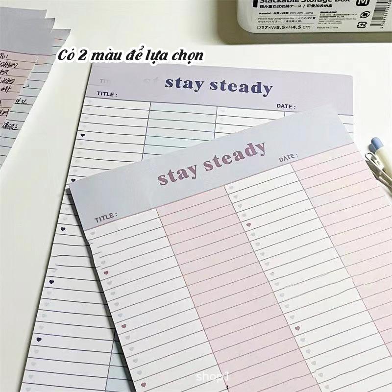 Giấy học từ vựng ngoại ngữ Tập note Stay steady 30 tờ ôn tập từ mới ngữ pháp khổ B5