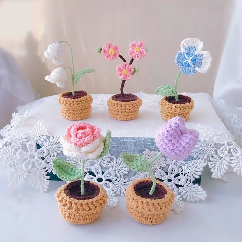 Chậu hoa bằng len hàng thủ công handmade