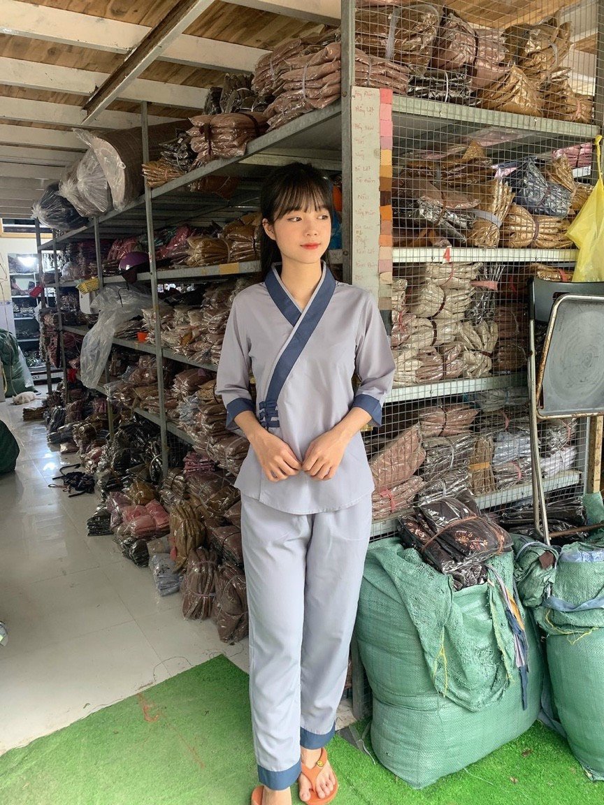 Đồ Lam Nữ Đi Chùa mẫu 3 nút