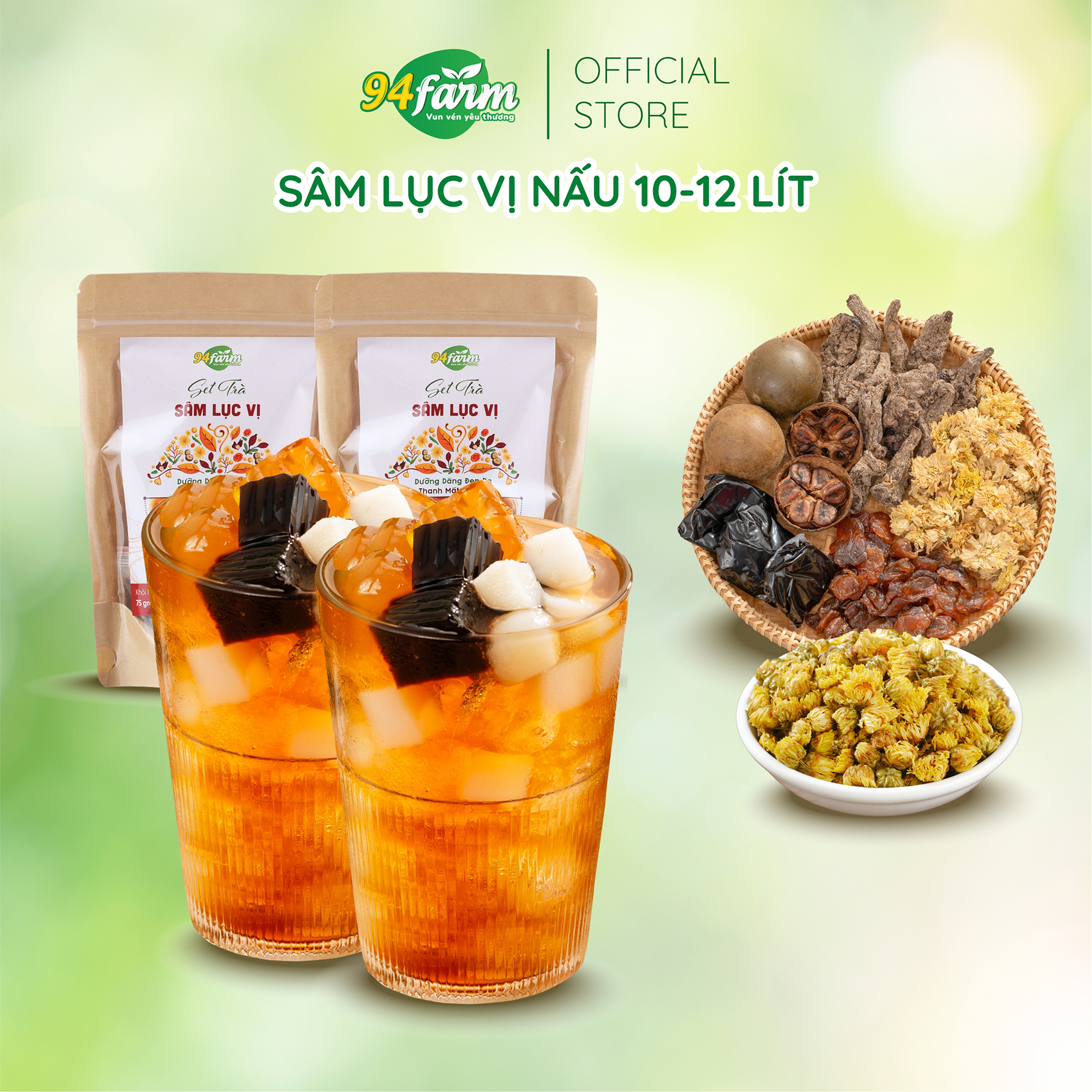 [1 set 75g] Sâm lục vị nấu 10-12 lít sâm (20-24 chai) 94farm