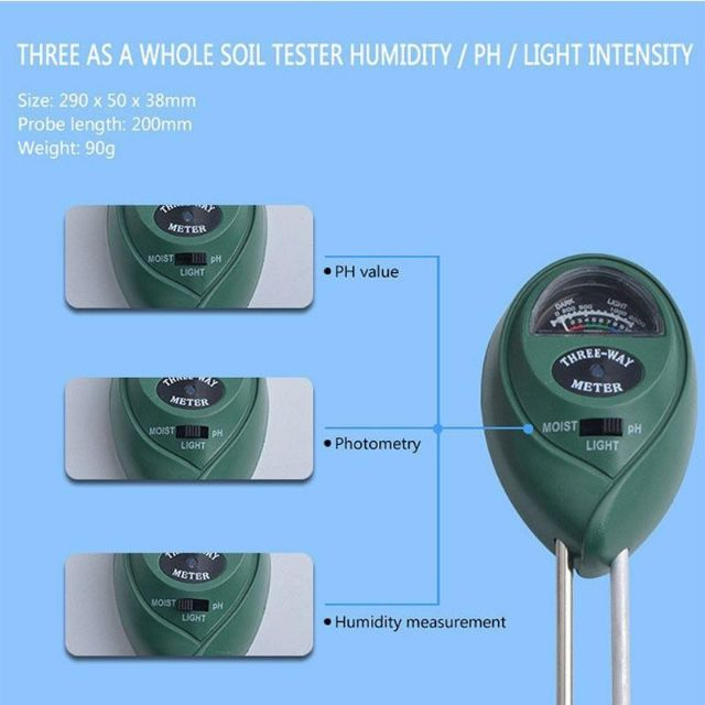 MÁY ĐO PH ĐẤT DỤNG CỤ ĐO ĐỘ ẨM CỦA ĐẤT CANH TÁC 3 IN 1 (PH, Độ ẩm, Ánh sáng)