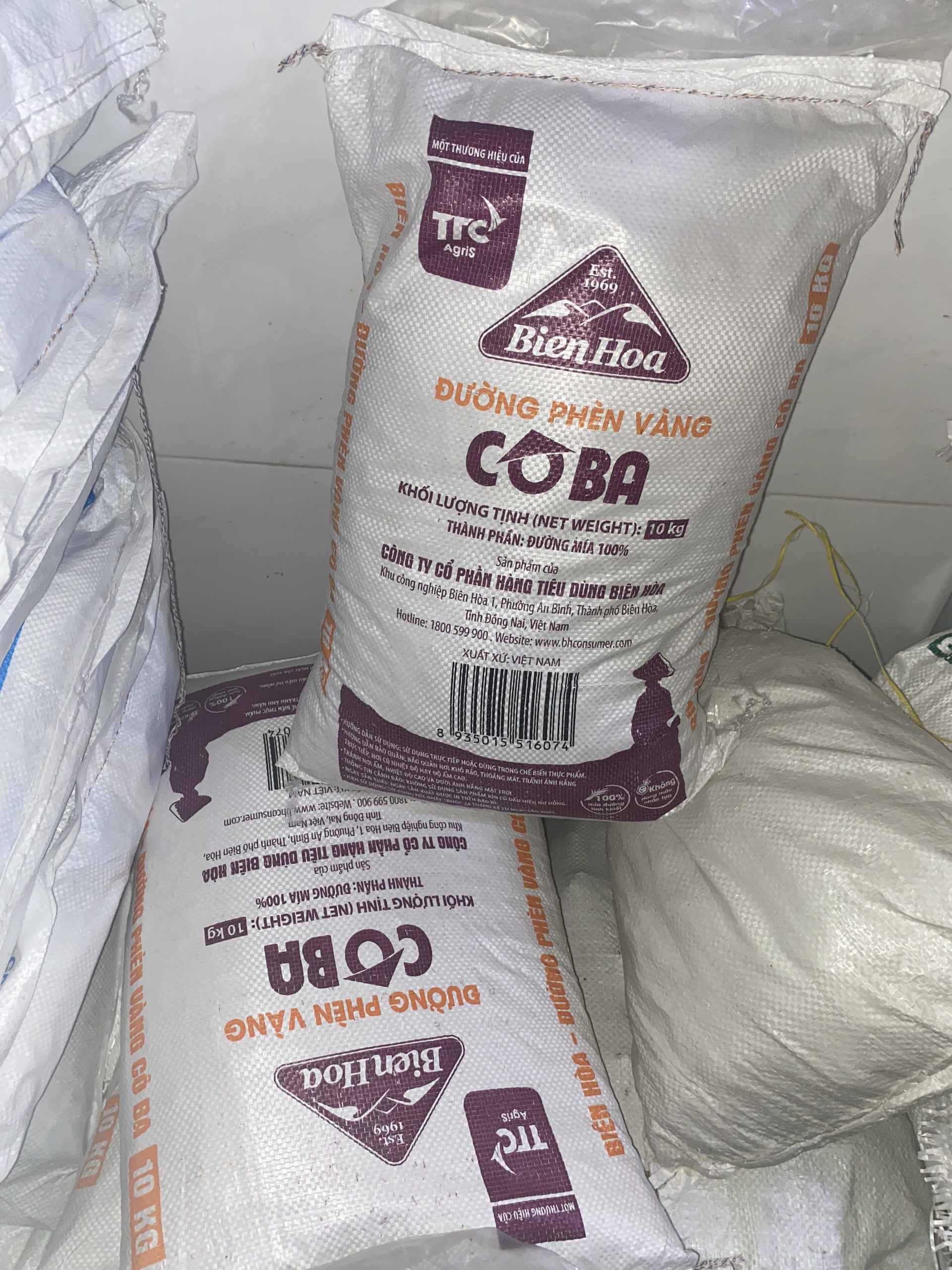 Đường phèn vàng cô ba hạt nhỏ bao 10kg