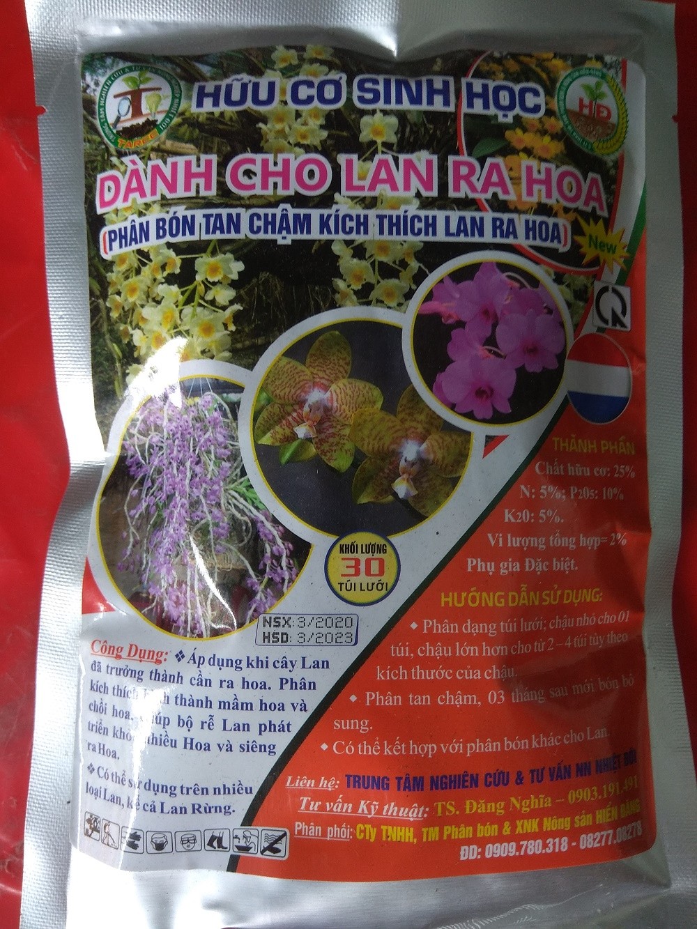 Phân hữu cơ sinh học dành cho lan ra hoa - gói 30 túi lưới