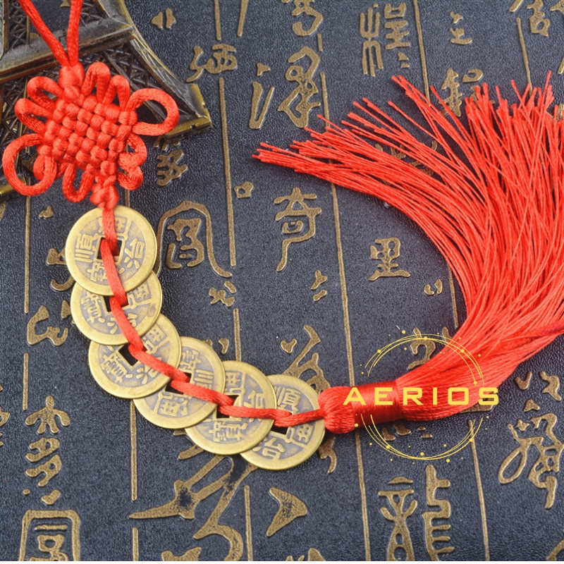 Dây xu lục đế (xâu 6 đồng xu), chuỗi xu may mắn