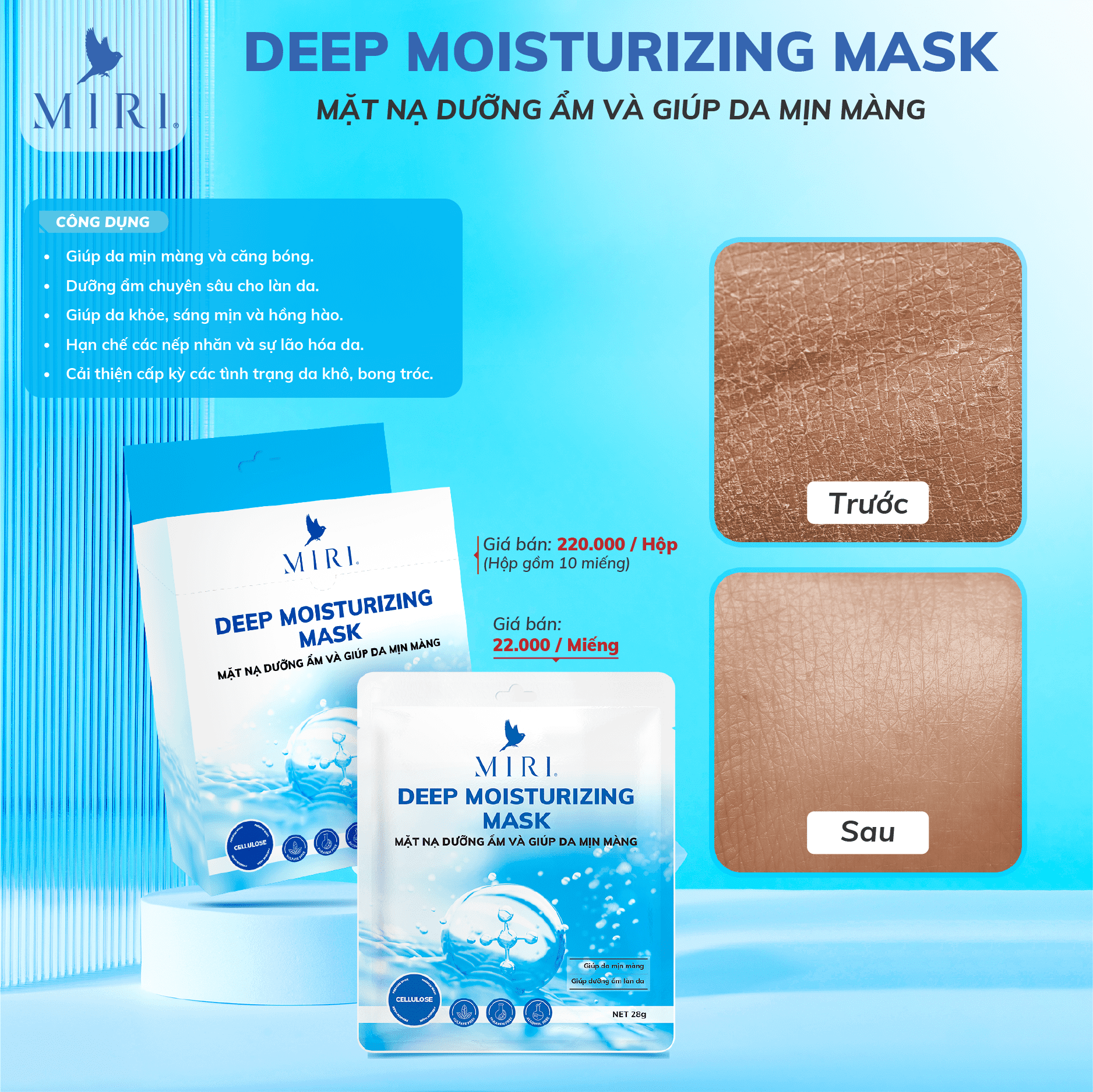 Mặt Nạ Dưỡng Ẩm Và Giúp Da Mịn Màng - Deep Moisturizing Mask MIRI (28gr)