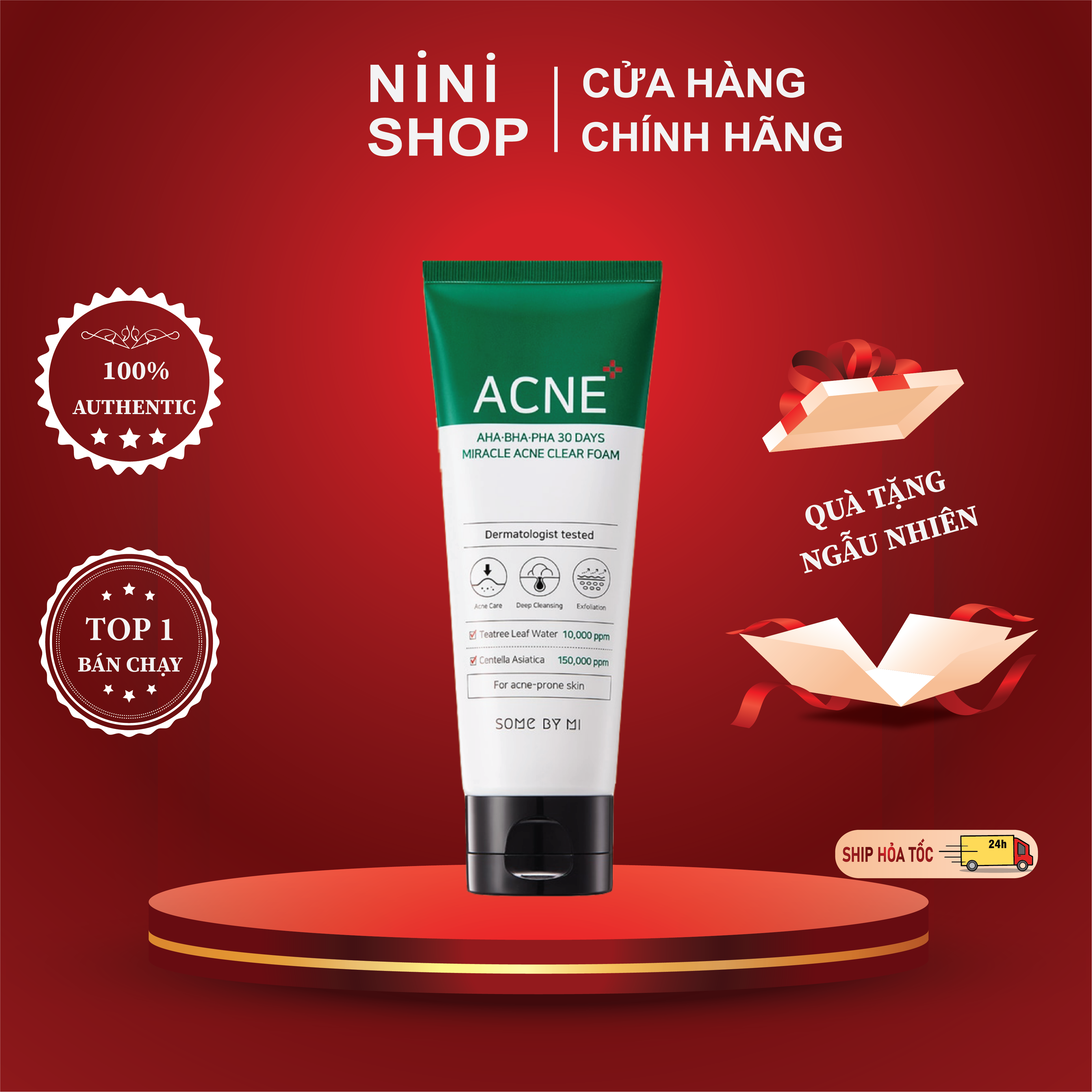 Sữa rửa mặt somebymi aha bha pha 30 days miracle acne clear foam 100ml - ninishop