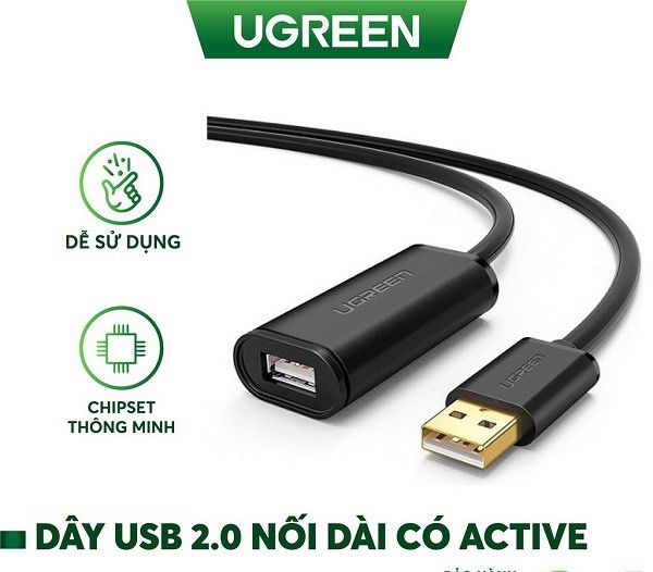 Cáp usb nối dài 10m có chíp khuếch đại ugreen 10321 chính hãng