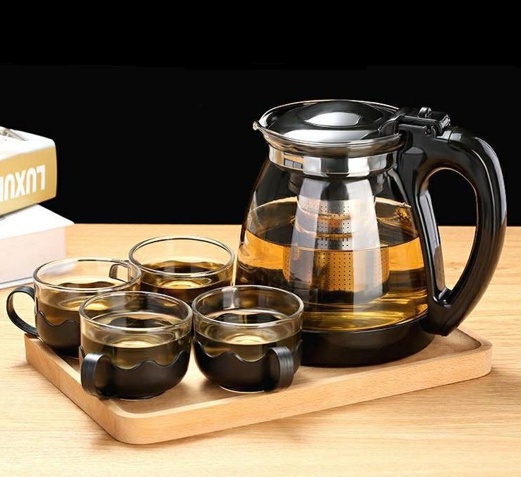 Bộ Ấm Trà Kèm 4 Tách Thủy Tinh