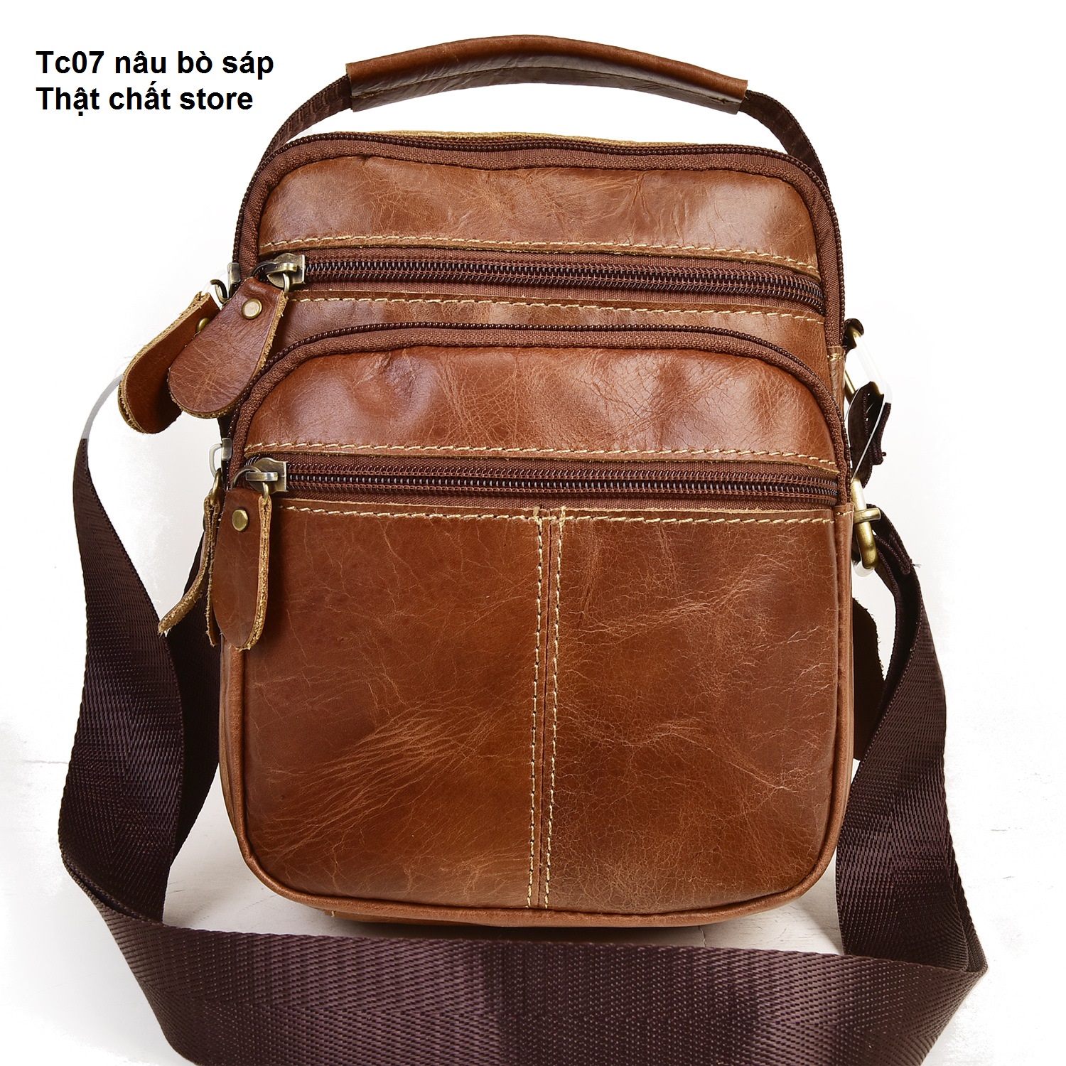 Túi đeo da bò sáp dầu mã TC07 thathchatstore