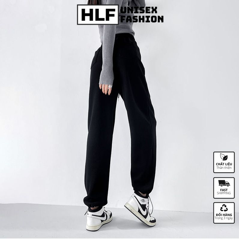 Quần ống rộng jogger nữ có túi sau rút lai, quần nữ ống suông HLFashion