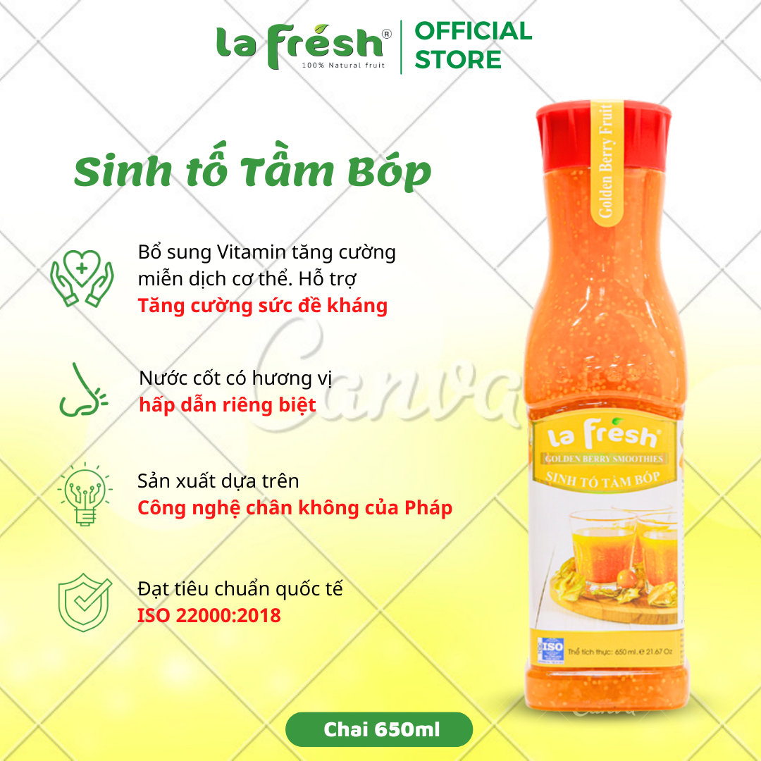 Sinh Tố Tầm Bóp Lafresh Đà Lạt Chai 650ML