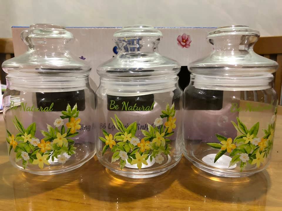 Set 3 hủ thuỷ tinh có nắp 500ml