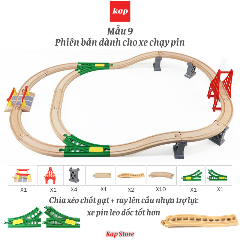 [HCM]Các set đường ray xe lửa gỗ (không gồm xe và phụ kiện trang trí)