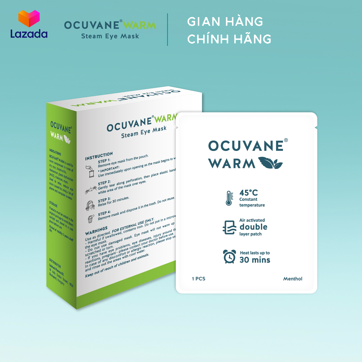 Miếng chườm ấm mắt hơi nước thảo dược Ocuvane Warm