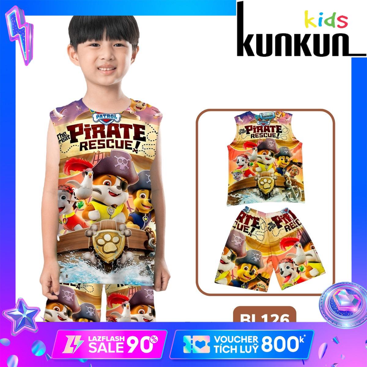 Bộ ba lỗ cho bé trai size đại từ 10kg - 60kg in hình Chó cứu hộ Kunkun BL126 - Bộ sát nách bé trai, quần áo bé trai chất thun lạnh cao cấp - Thời trang trẻ em cho bé từ 3 tuổi đến 12 tuổi