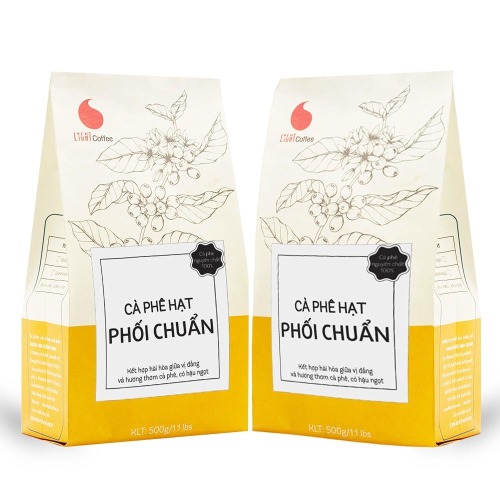 [HCM]1kg Cafe Hạt rang Phối chuẩn Light Coffee Gói 500g