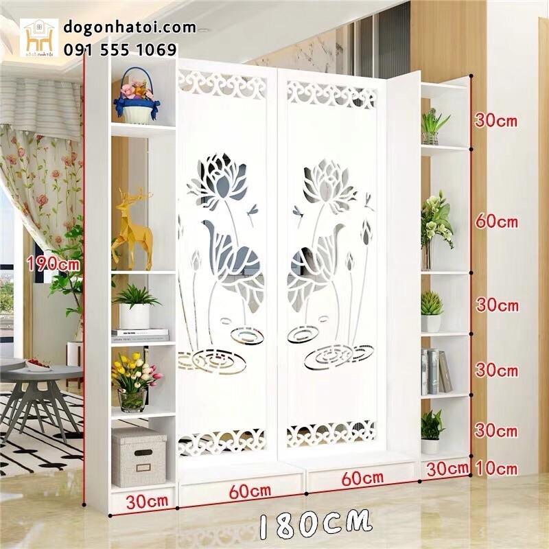VÁCH NGĂN 2 CÁNH HOA SEN LIỀN 2 KỆ - ĐỒ GỖ NHÀ TÔI