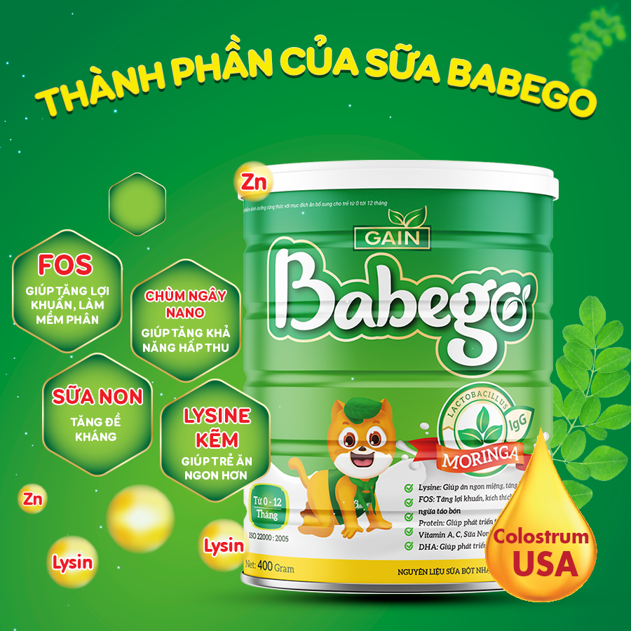 Sữa mát tăng cân, trị táo bón Babego 400g (0-12m)