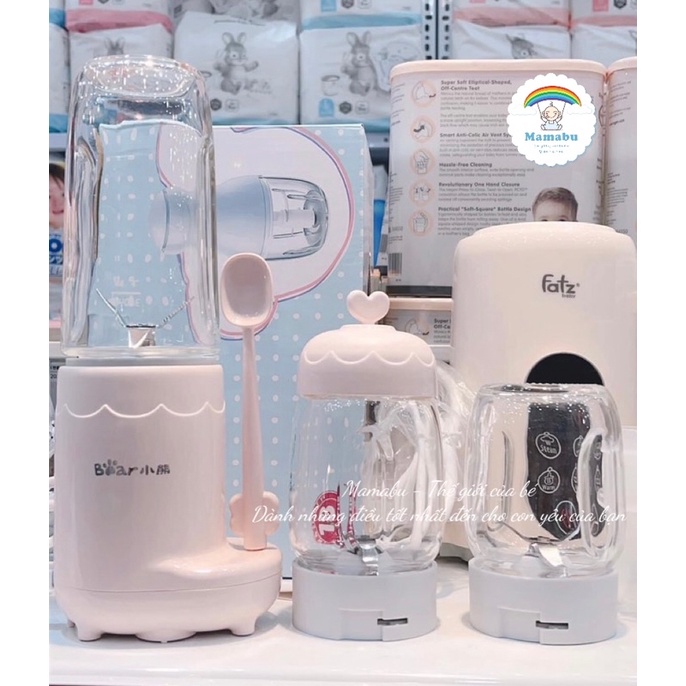 Máy Xay Bear 3 Cối Thuỷ Tinh Đa Năng Cho Bé Ăn Dặm Xay Thịt Xay Sinh Tố