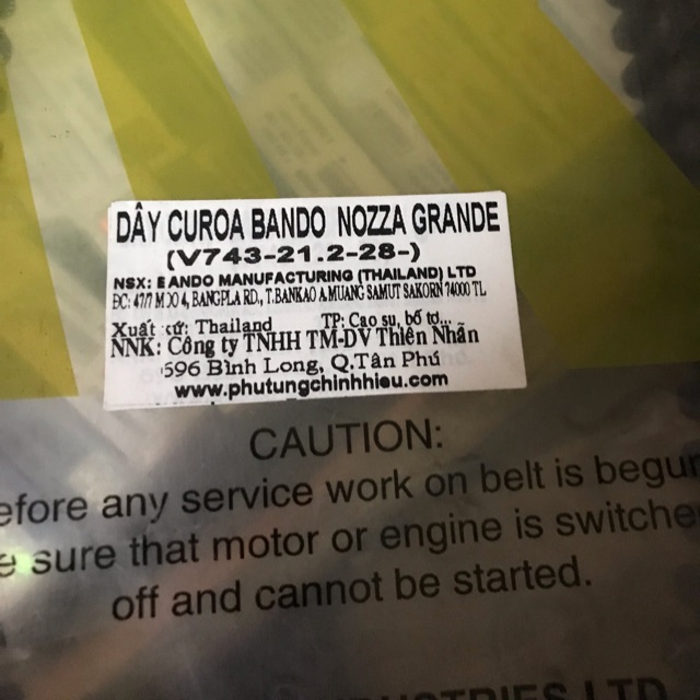 Dây curoa Grande thương hiệu Bando
