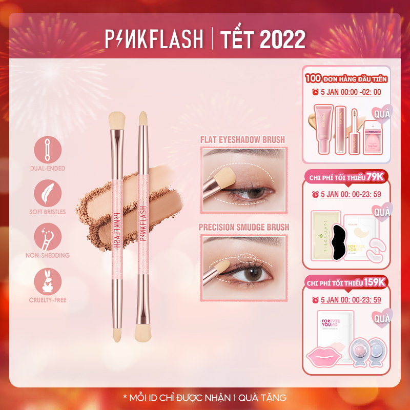PINKFLASH Cọ phấn mắt hai đầu đa chức năng Make Up Brush for Eyeshadow （Dụng cụ trang điểm chuyên nghiệp） nhập khẩu