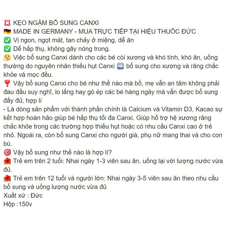 Hàng Đức Bill đầy đủ Canxi + D3