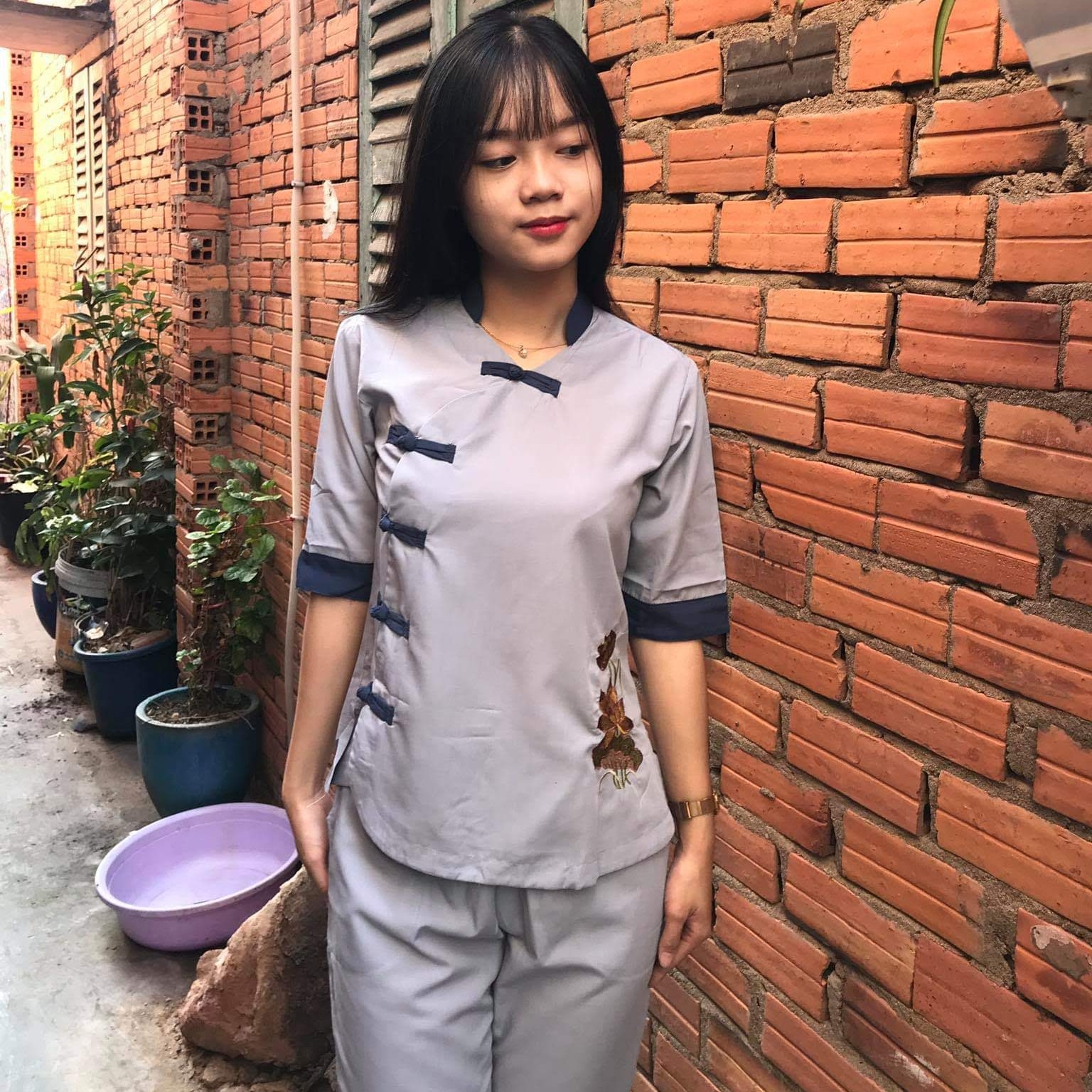 [Freeship] Đồ lam đi chùa nữ mẫu 5 nút